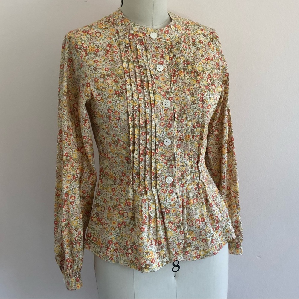 Vintage floral cotton peplum button up 💐